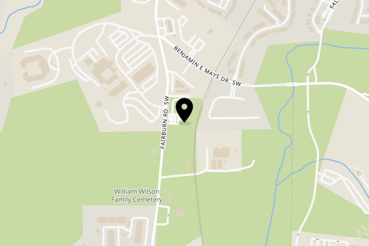 Map showing the location of BOSK Coffee Wine & Tapas on 510 Fairburn Rd SW Suite 300 in Atlanta
